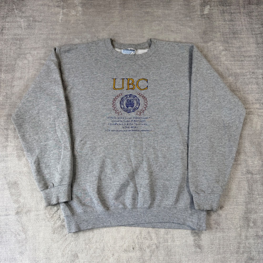UBC Sweatshirt Mens Medium Gray Vintage Embroidered University British Columbia